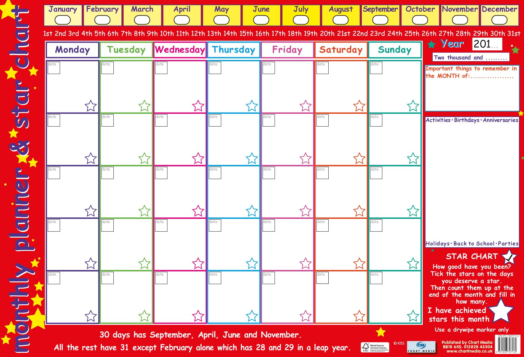 Posters UK | Monthly Planner & Star Chart Posters ... Posters UK | Monthly Planner & Star Chart Posters ...